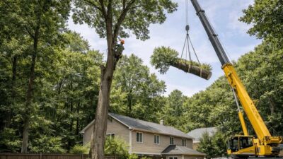 Crane Assisted Tree Removal Enhancing Safety and Efficiency in Rochester MN