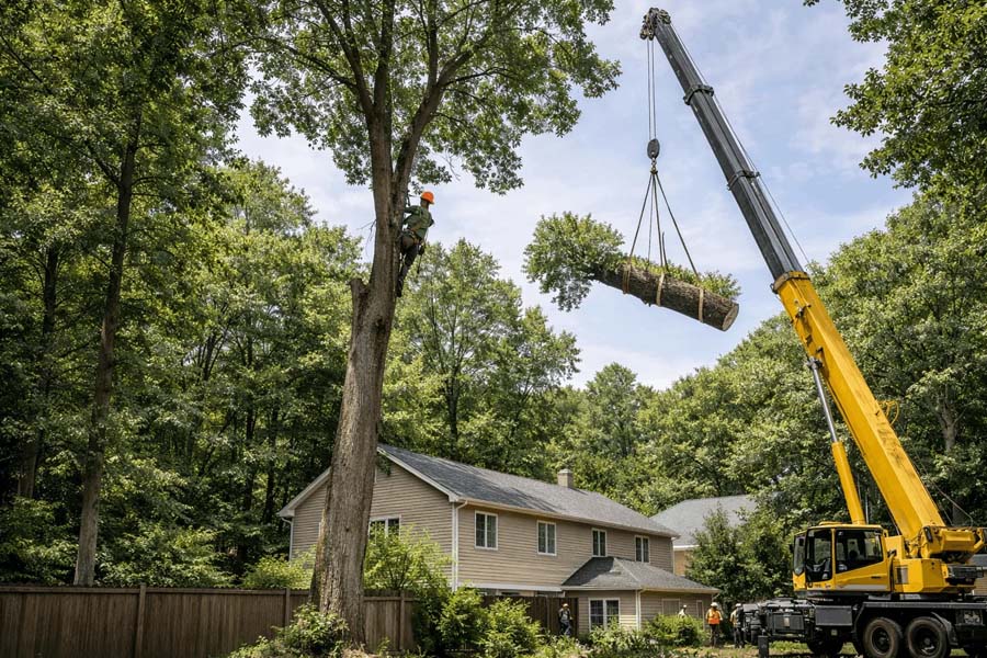Crane Assisted Tree Removal Enhancing Safety and Efficiency in Rochester MN
